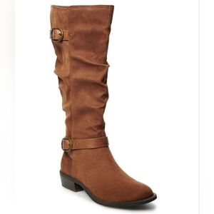 Sonoma Brown Ruched Buckle Knee High Boots- Size 9M